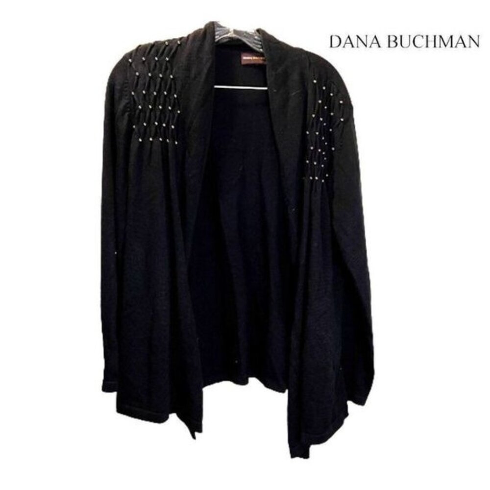 Dana Buchman Women's Lightweight Open-Front Cardigan‎ Studded Sweater
